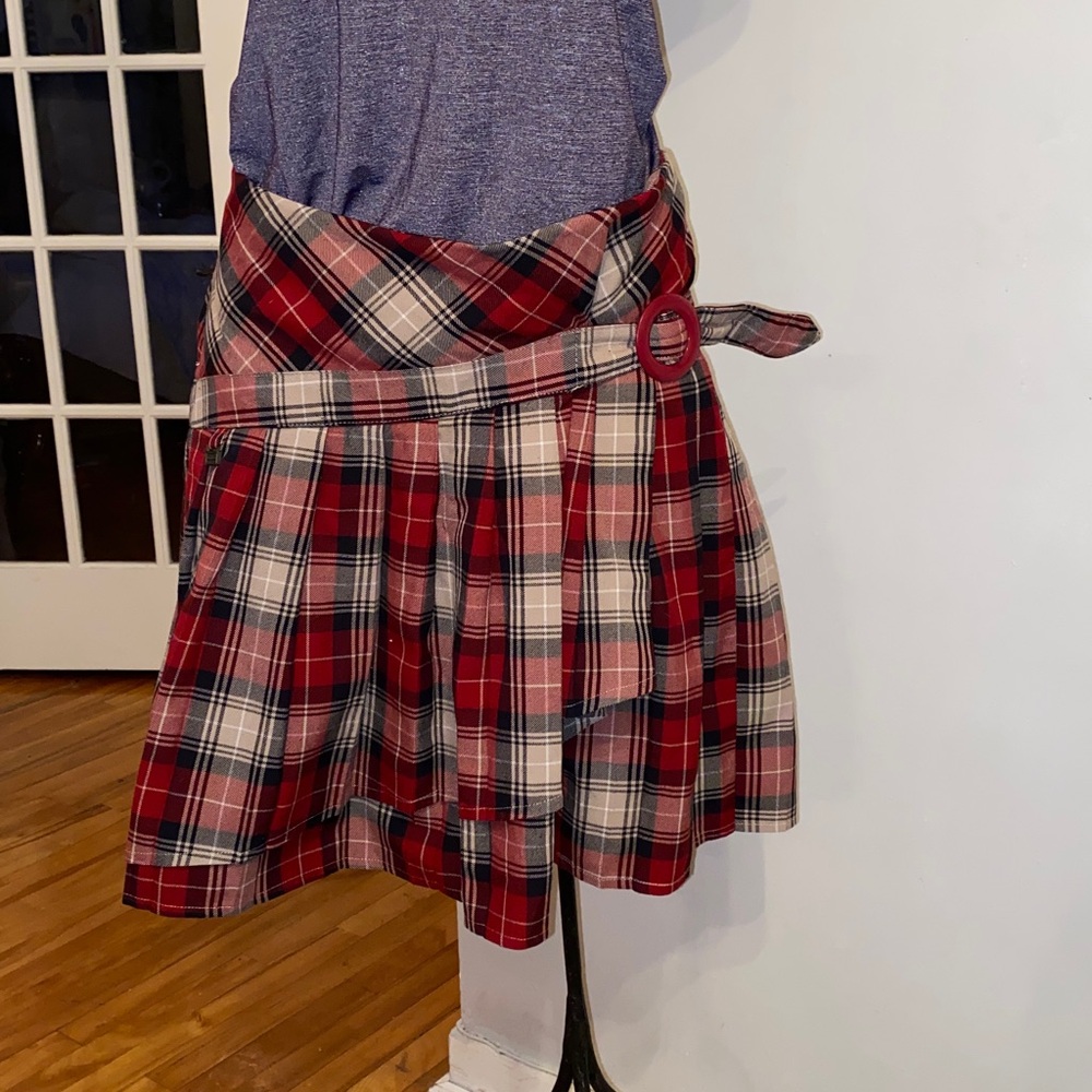 Y2K Unimage uniform plaid tartan pleated mini skirt size 10